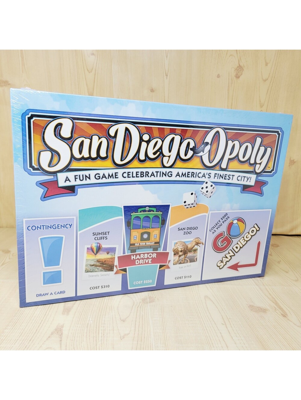 San Diego Opoly Board Game By Late For The Sky Sealed DAMAGED BOX SEE PHOTOS!